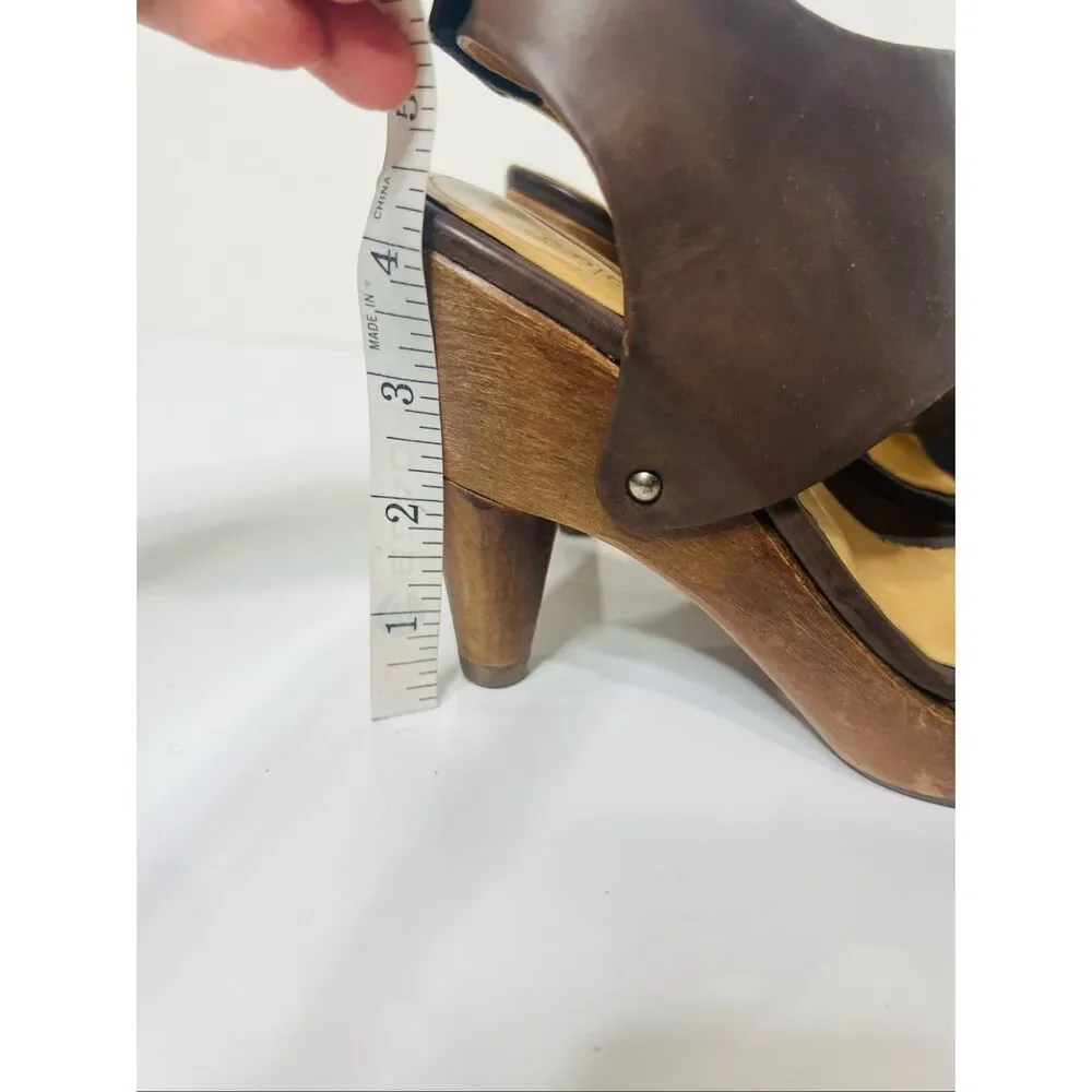 Coclico Women's LEather Limin Platform Sandal Sz 37 Heel 4.5